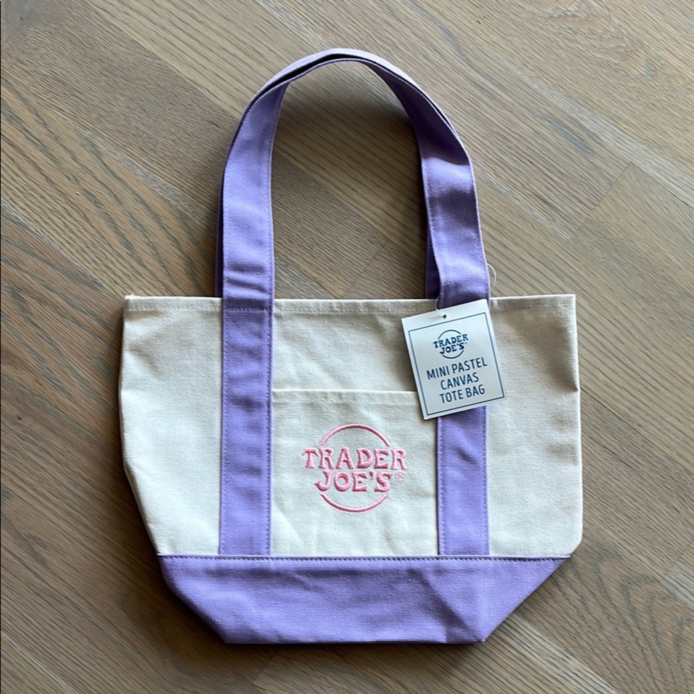 NWT Trader Joe’s Mini Canvas Tote Bag - purple